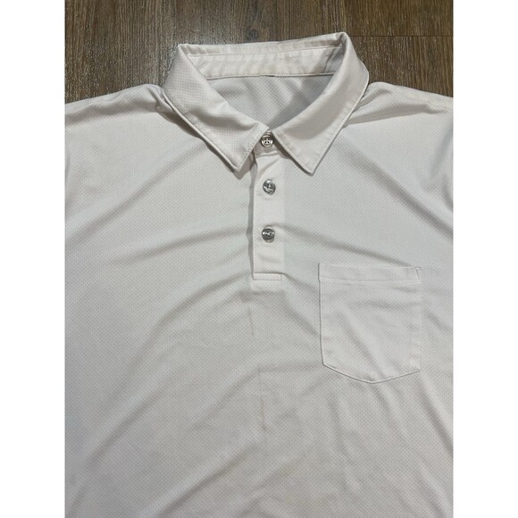 Vuori Strato Tech Polo Shirt Mens Medium White Short Sleeve *Flaw - Picture 2 of 8